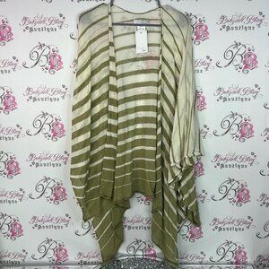 Zighilli italy 🇮🇹 cardigan open front NWT Striped Cardigan in Cream and Olive